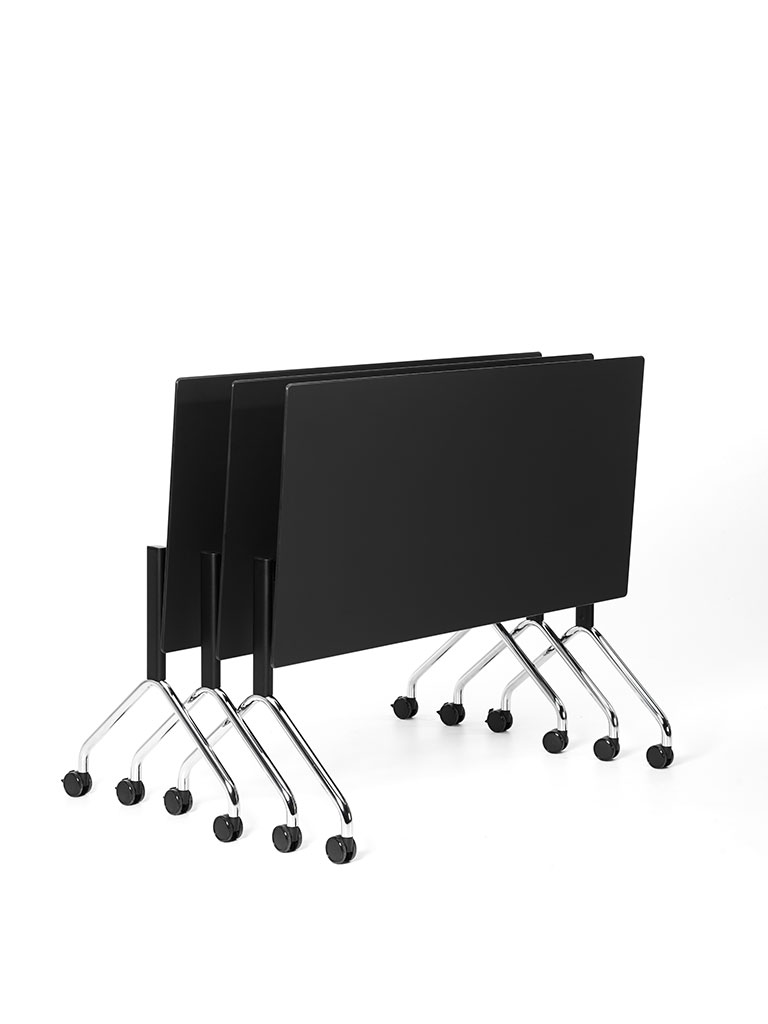 FX table | table mobile emboîtable | piètement noir, partiellement chromé